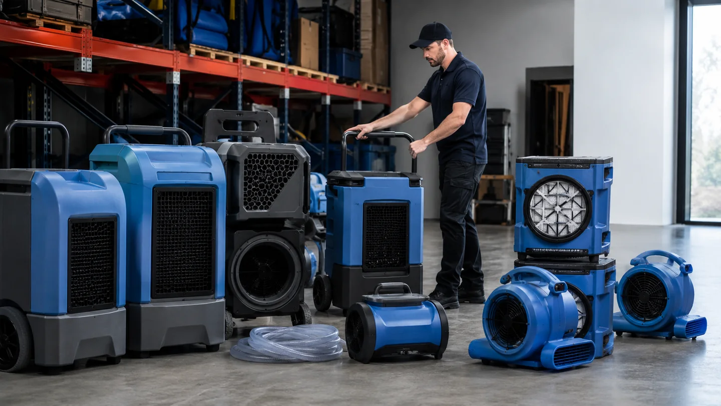 Professional air movers, dehumidifiers and HEPA restoration equipment